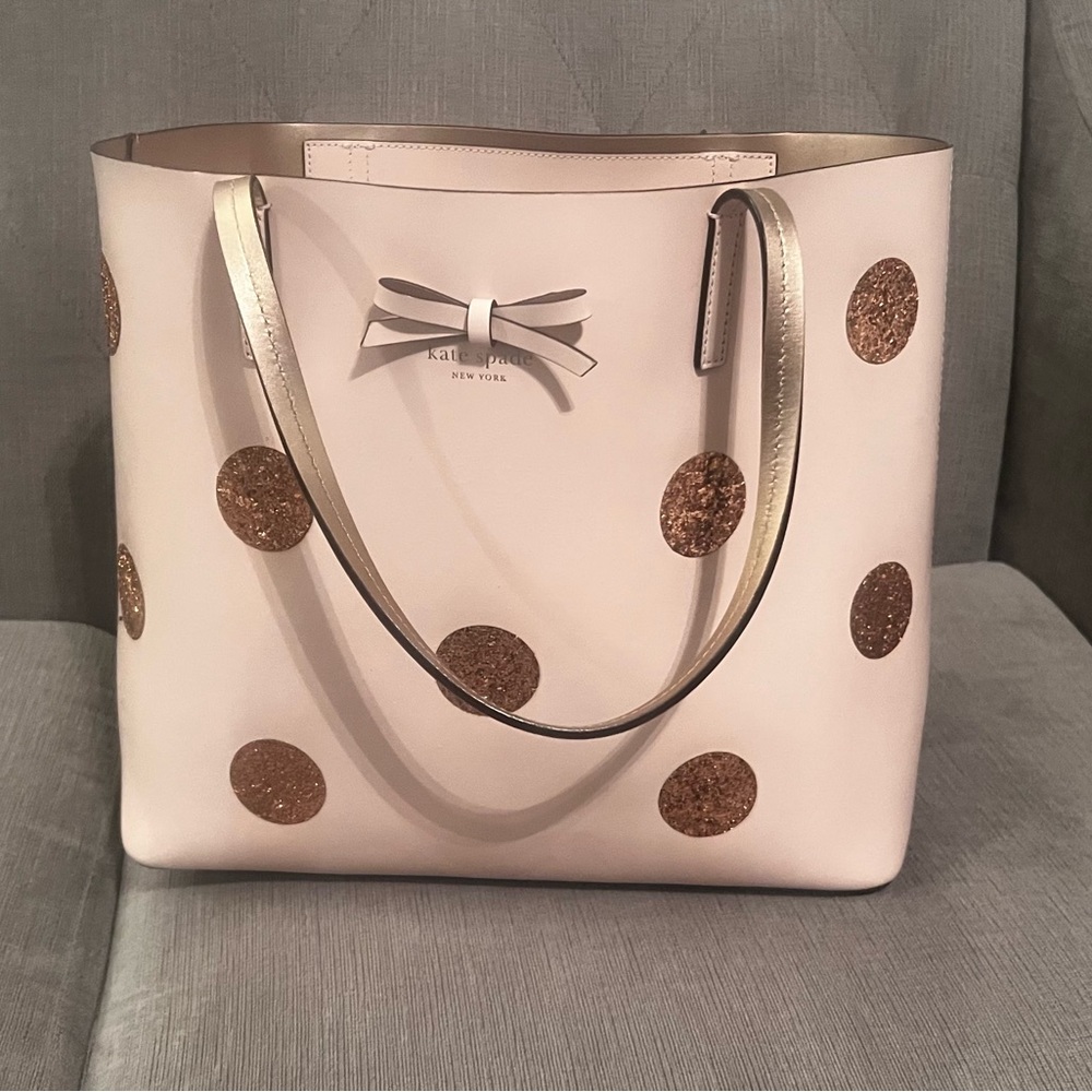 Kate Spade Pink Glitter Polka Dot Tote In Great Condi… Gem